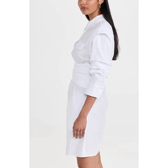 NEW DEREK LAM 10 CROSBY skylar zip front shirt dress in white - Picture 2 of 3